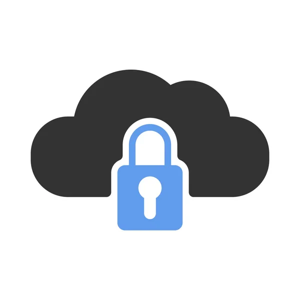 Locked cloud vector icon on white background — Stock Vector