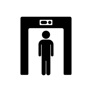 Beyaz arkaplanda havaalanı güvenlik denetimi simgesi