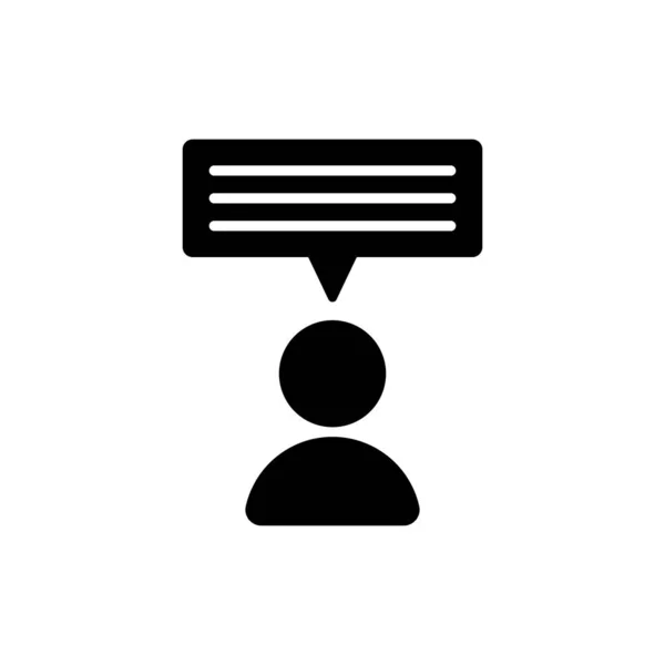 Persona y voz burbuja icono de vector negro — Archivo Imágenes Vectoriales