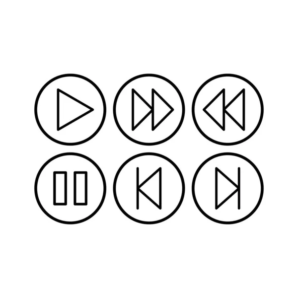 Botón de música icono vectorial establecido sobre fondo blanco — Archivo Imágenes Vectoriales