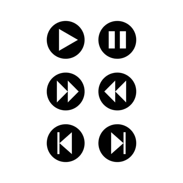 Music button vector icon set on white background — Stock Vector