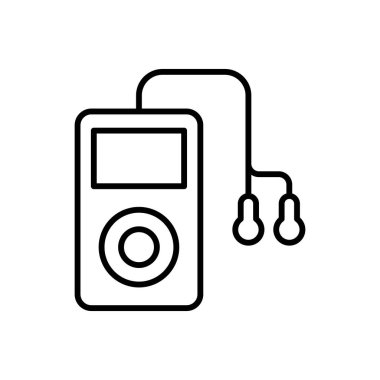 Beyaz arkaplanda MP3 oynatıcı satır vektör simgesi