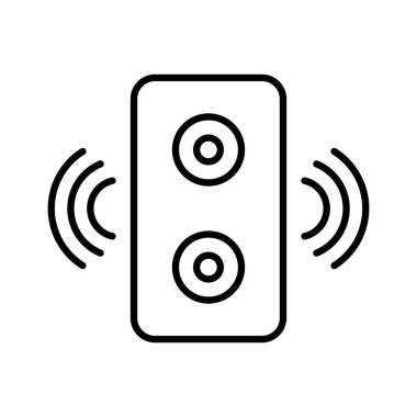 Beyaz arkaplanda ses hoparlörü çizgi vektörü simgesi