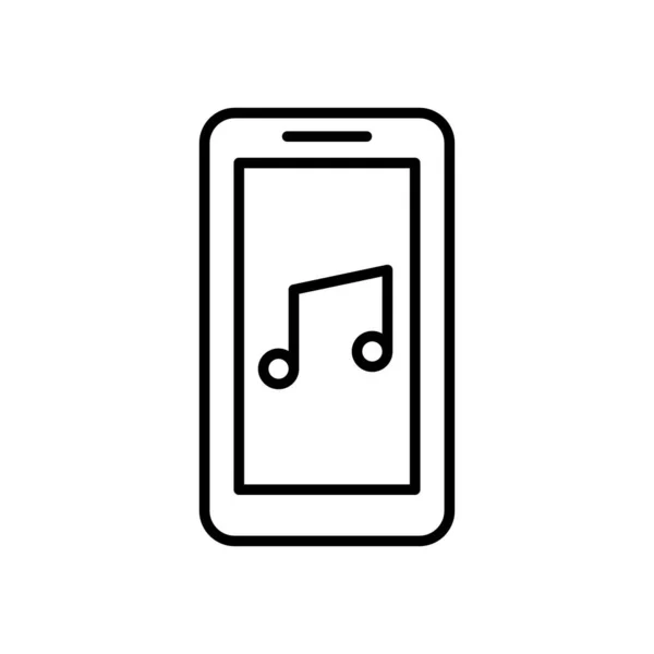 Téléphone ligne de musique icône vectorielle sur fond blanc — Image vectorielle