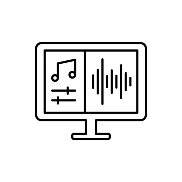 Icône vectorielle de ligne d'édition musicale sur fond blanc — Image vectorielle