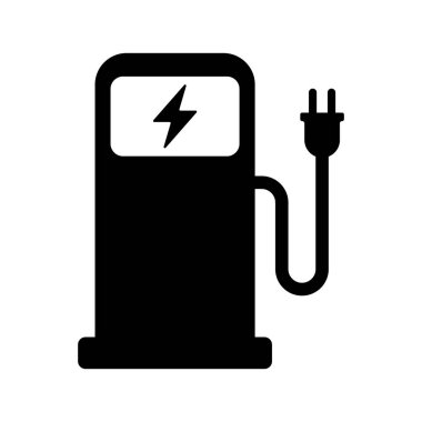 elektrikli araba şarj istasyonu siyah vektör simgesi