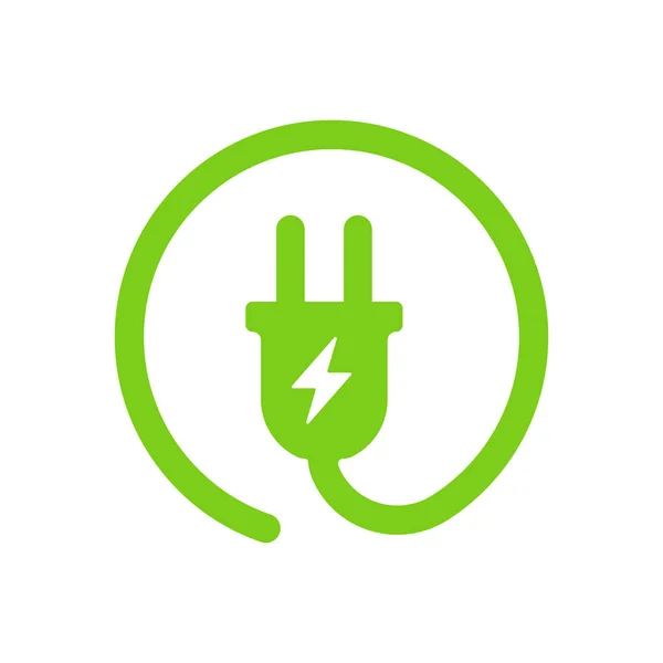 Ícone de vetor de carregador elétrico verde em um círculo — Vetor de Stock