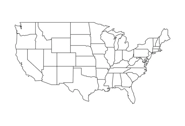Schwarze Vektorkarte der Vereinigten Staaten — Stockvektor