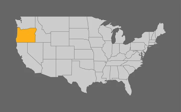 Mapa de los Estados Unidos con Oregon punto culminante — Vector de stock