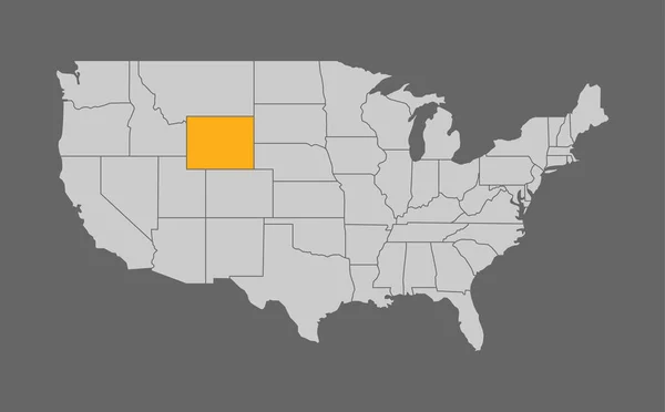 Mapa Stanów Zjednoczonych z wyróżnieniem Wyoming — Wektor stockowy