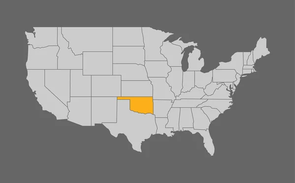 Mapa Stanów Zjednoczonych z wyróżnieniem Oklahoma — Wektor stockowy