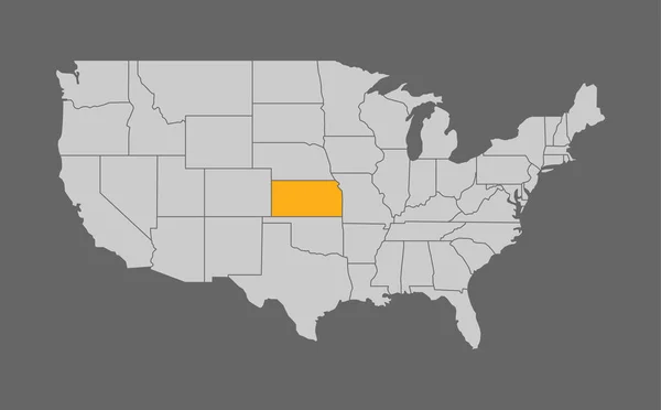 Mapa de los Estados Unidos con Kansas resumen — Vector de stock