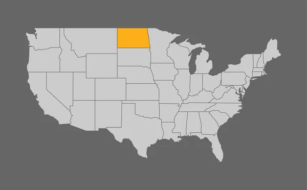 Karte der Vereinigten Staaten mit North Dakota-Highlights — Stockvektor