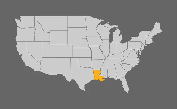 Карта США с изюминкой Луизианы — стоковый вектор
