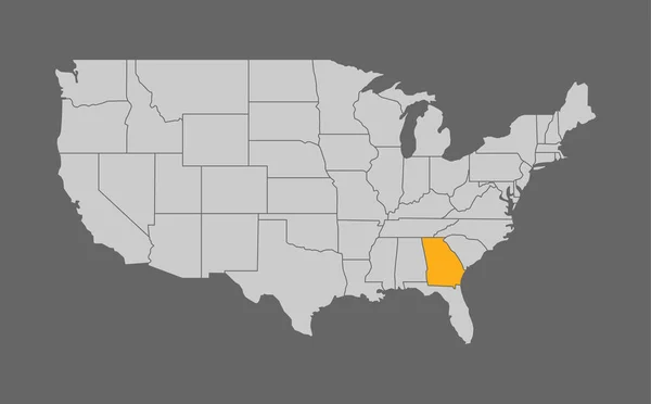 Mapa Spojených států s Gruzií zvýrazňuje — Stockový vektor