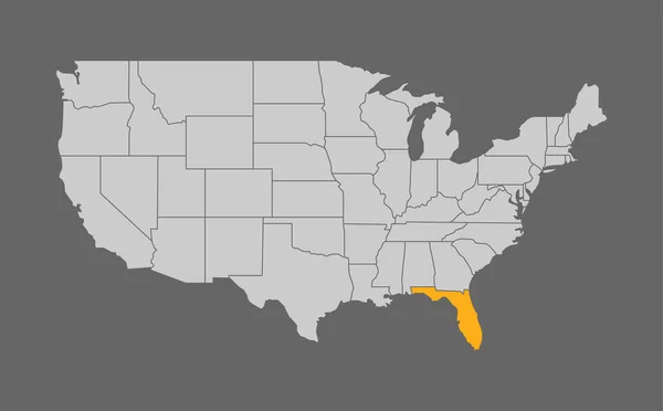 Mapa Stanów Zjednoczonych z wyróżnieniem Floryda — Wektor stockowy