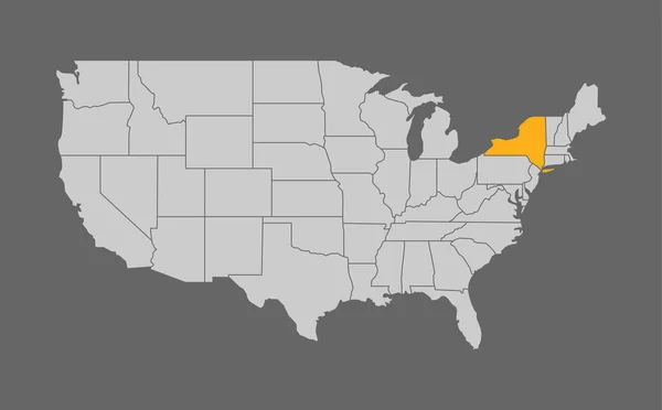 Kaart van de Verenigde Staten met New York highlight — Stockvector