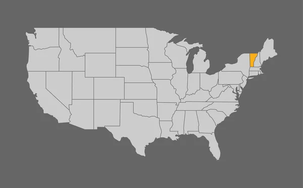 Mappa degli Stati Uniti con Vermont evidenziare — Vettoriale Stock