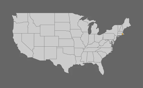 Karte der Vereinigten Staaten mit Rhode Island-Highlights — Stockvektor