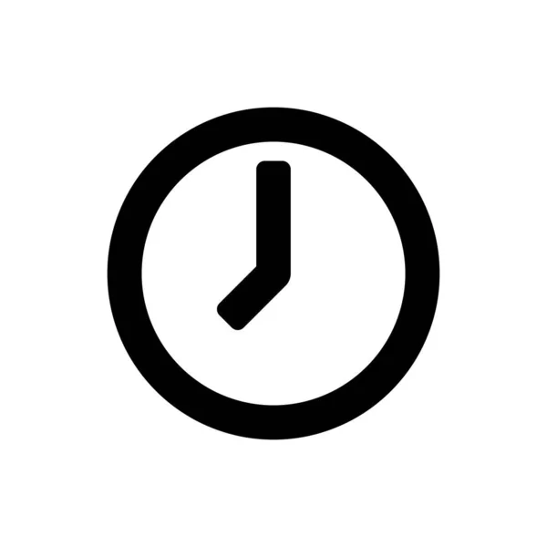 Horloge icône vectorielle noire sur fond blanc — Image vectorielle