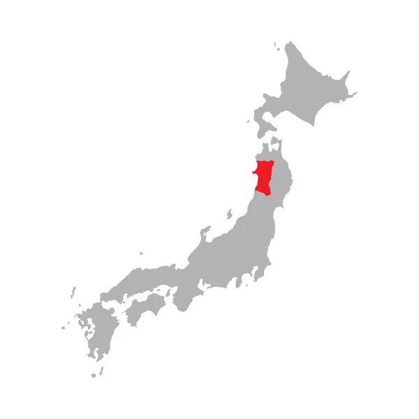 Prefektur Akita disorot pada peta Jepang - Stok Vektor