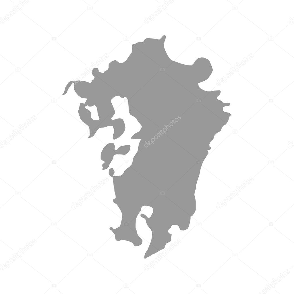 Kyushu vector map isolated on white background