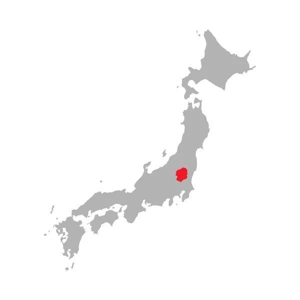 Prefektur Tochigi disorot pada peta Jepang - Stok Vektor