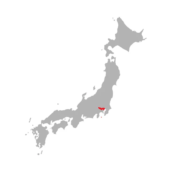 Japonya haritasında Tokyo ili vurgulandı — Stok Vektör