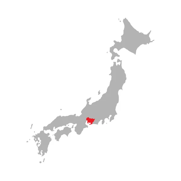 Aichi prefektúra kiemelte a térképen Japán — Stock Vector