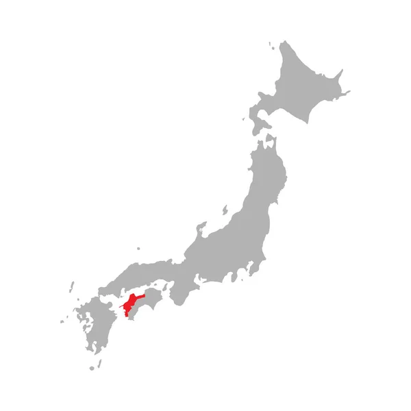 Ehime prefektur markerad på kartan över Japan — Stock vektor