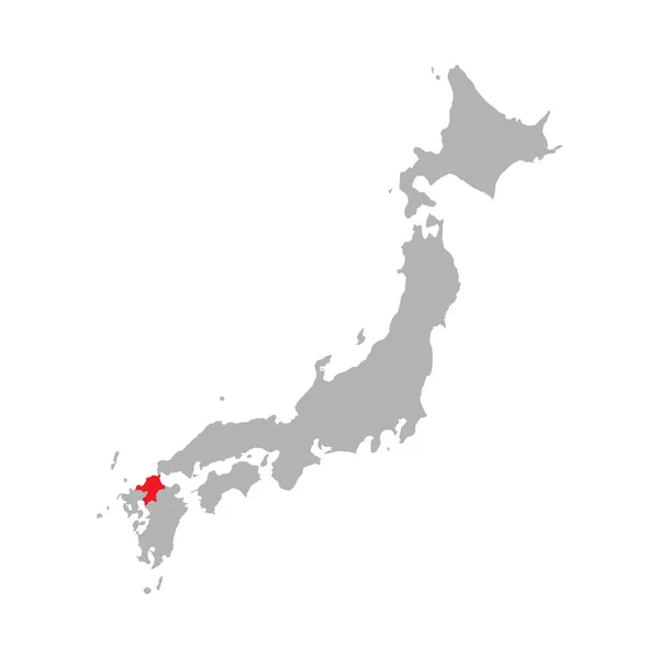 Fukuoka prefektúra kiemelve a térképen Japán — Stock Vector