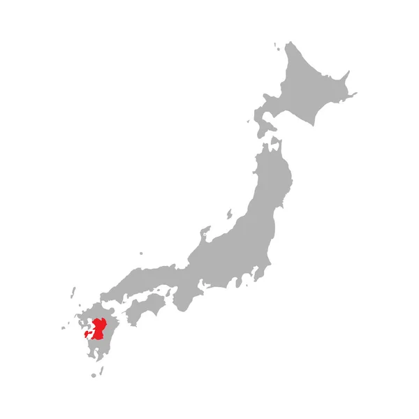 Kumamoto prefecture highlight on the map of Japan — 스톡 벡터