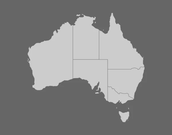 Regionální mapa Austrálie na šedém pozadí — Stockový vektor
