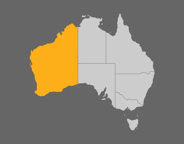 Western Australia highlight map on gray background — ストックベクタ