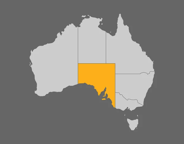 Jižní Austrálie zvýraznit mapu na šedém pozadí — Stockový vektor