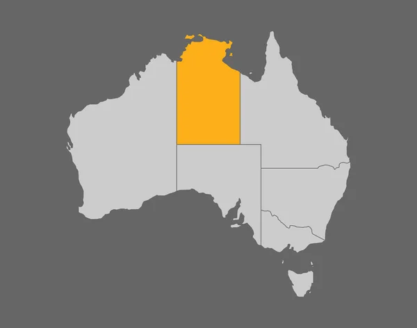 Northern Territory vector map on gray background — ストックベクタ