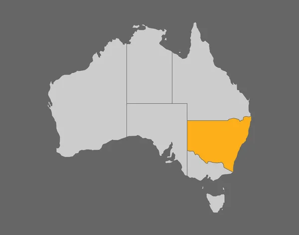 New South Wales highlight map on gray background — Archivo Imágenes Vectoriales