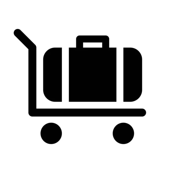 Ícone de vetor de carrinho de bagagem no fundo branco — Vetor de Stock
