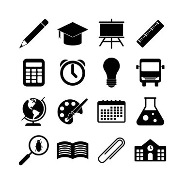 School vector icon set on white background