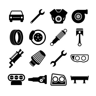 Car parts vector icon set on white background