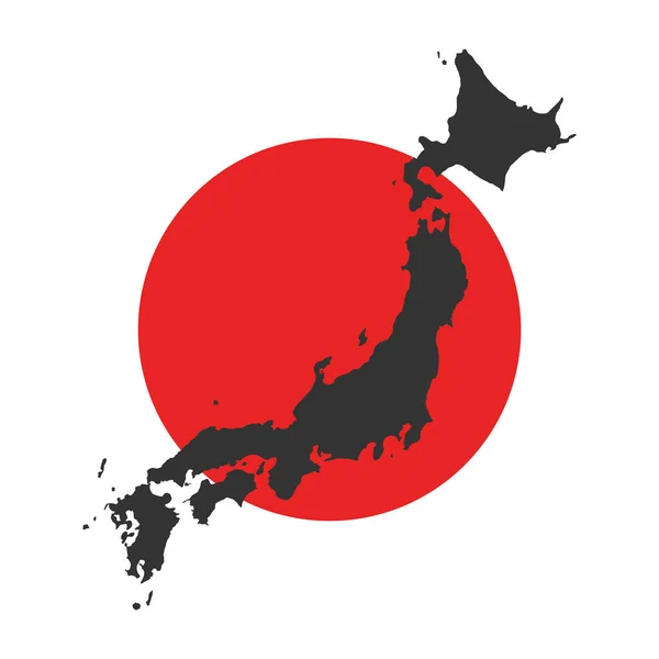 Japonsko černá mapa a vlajkový vektor koncept — Stockový vektor