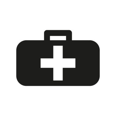 Beyaz arkaplanda ilk yardım çantası vektör simgesi
