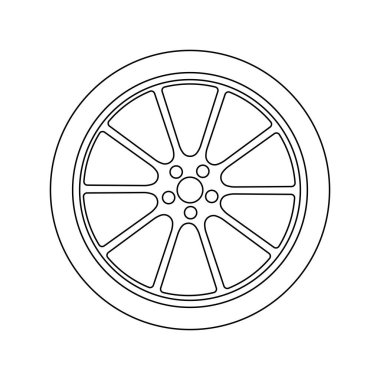 Beyaz arkaplanda tekerlek vektör simgesi izole edildi.