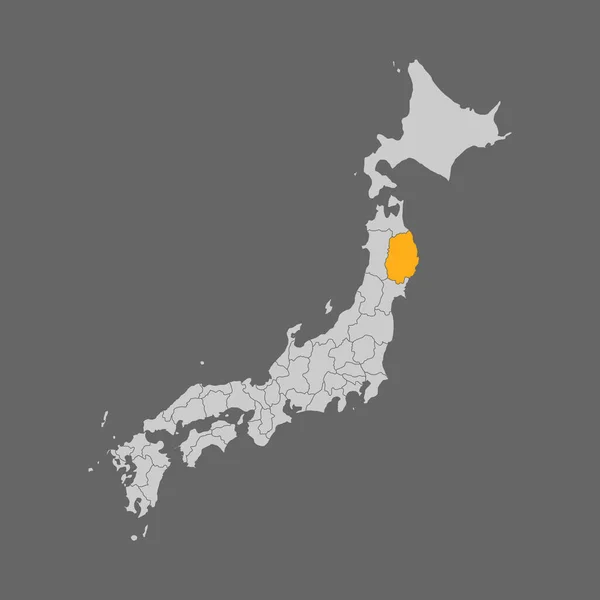Iwate Prefektúra Kiemelte Térképen Japán Fehér Alapon — Stock Vector