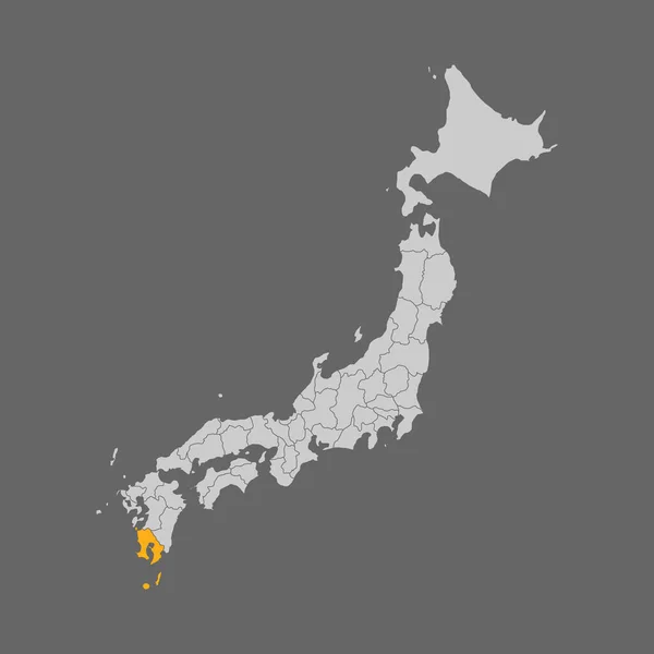 Kagoshima Prefecture Highlighted Map Japan White Background — Vector de stock