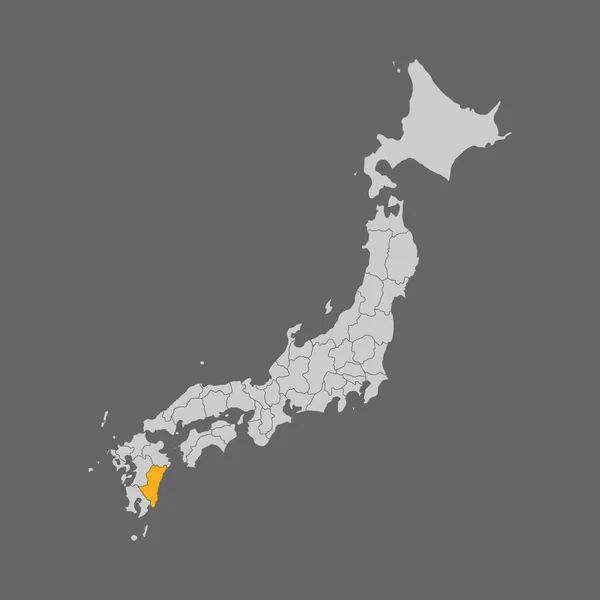Miyazaki Prefektúra Kiemelte Térképen Japán Fehér Alapon — Stock Vector