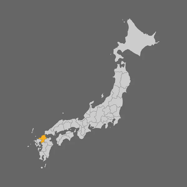 Fukuoka Prefecture Highlighted Map Japan White Background — Vettoriale Stock