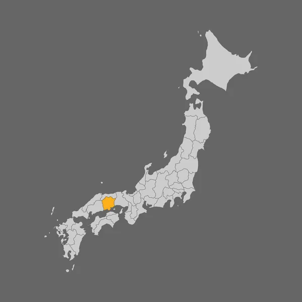 Okayama Prefektúra Kiemelte Térképen Japán Fehér Alapon — Stock Vector