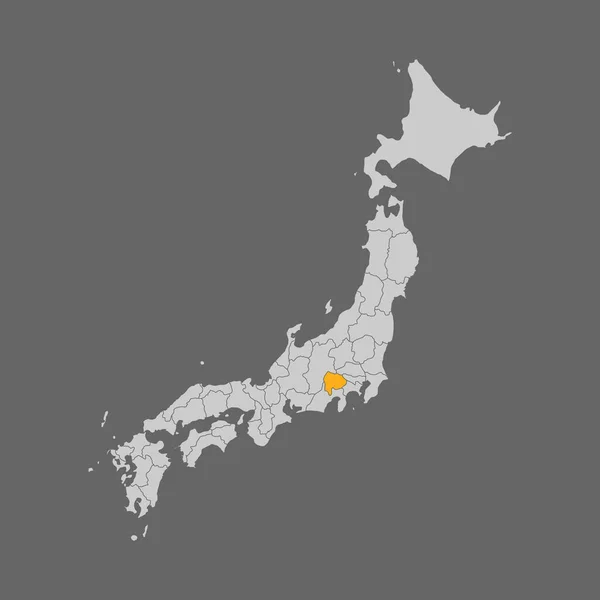 Prefeitura Yamanashi Destacou Mapa Japão Sobre Fundo Branco — Vetor de Stock