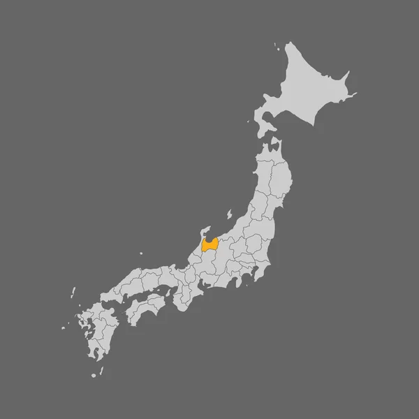 Toyama Prefecture Highlighted Map Japan White Background — Vector de stock